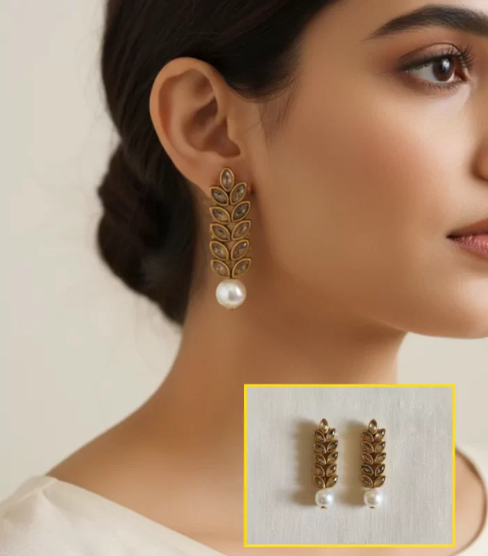 Elegant Gold-Toned Jhumka Earrings with Faux Pearls