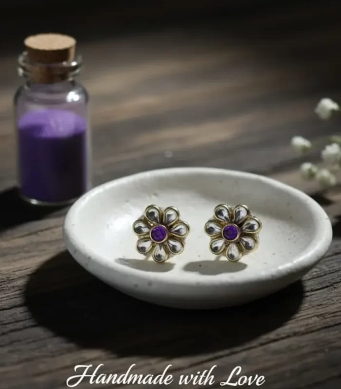 Amethyst Daisy" Petite Floral Stud Earrings: Versatile Office & Kids Jewelry
